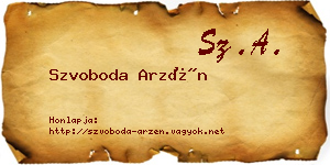 Szvoboda Arzén névjegykártya